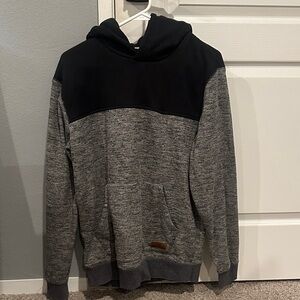 Quicksilver Gray and Black Hooded Sweatshirt